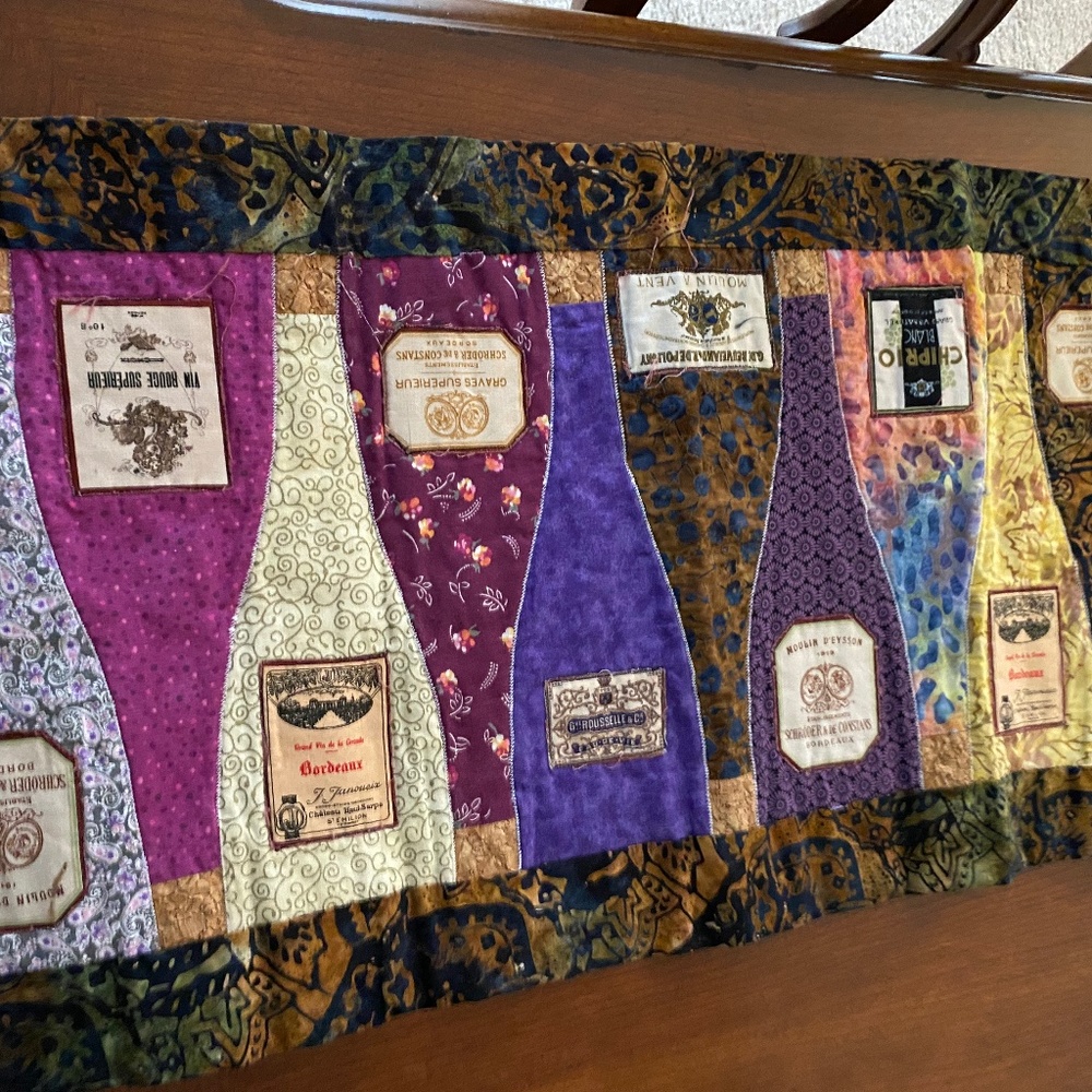 Handmade table runner 54“ x 5 1/2“ reversible